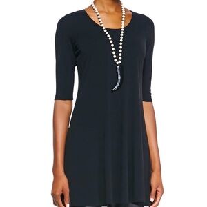 Eileen Fisher Classic Black Silk Scoop Neck Dress